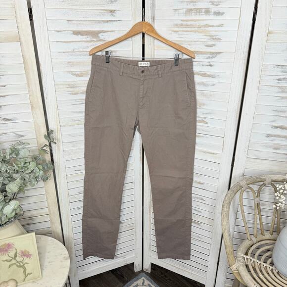 REISS Men's 34 Cotton Casual Chino Trouser Pants Brown Khaki Tan Senator - Picture 13 of 13